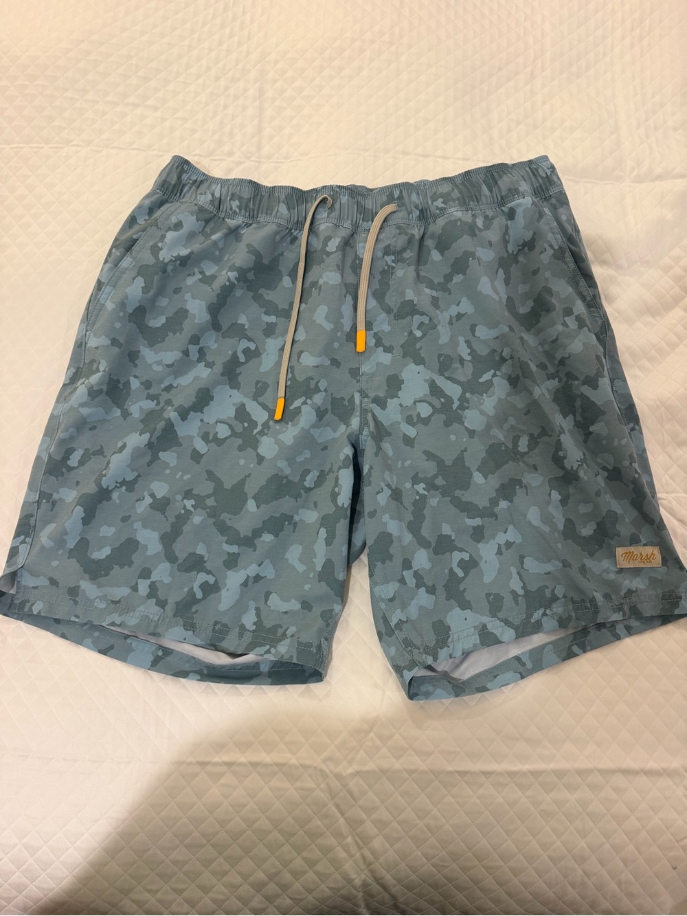 Men's Blue Camo Shorts with Drawstring
